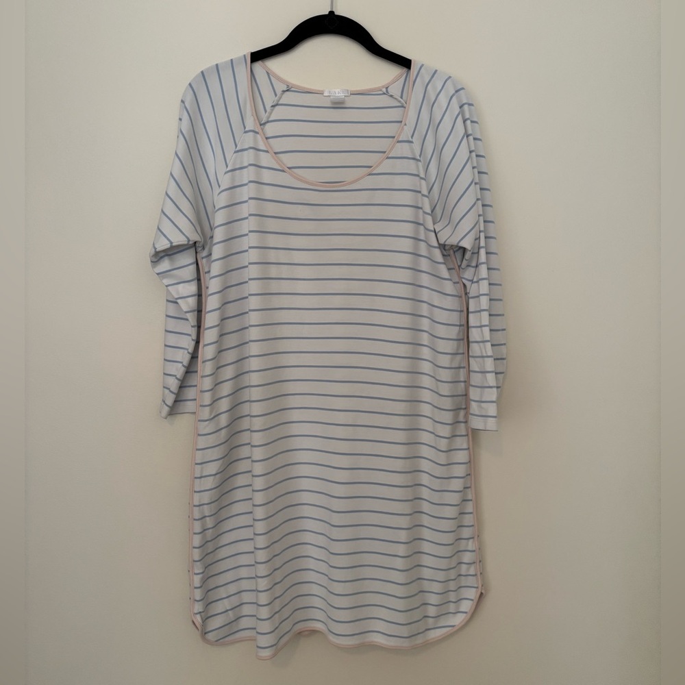 Striped Scoop Neck Sleep Dress - Blue & White